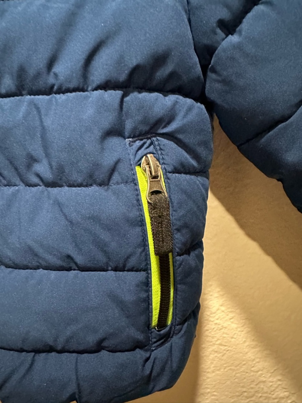 Gerry Boys 2T Blue Puffer Jacket Blue and Neon Green Winter Coat Hooded Kids - Picture 5 of 8